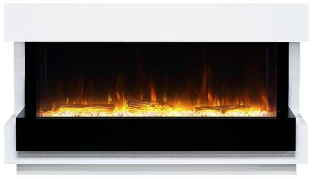 Линейный электрокамин Royal Flame Cube Белый с черным с очагом Astra 50