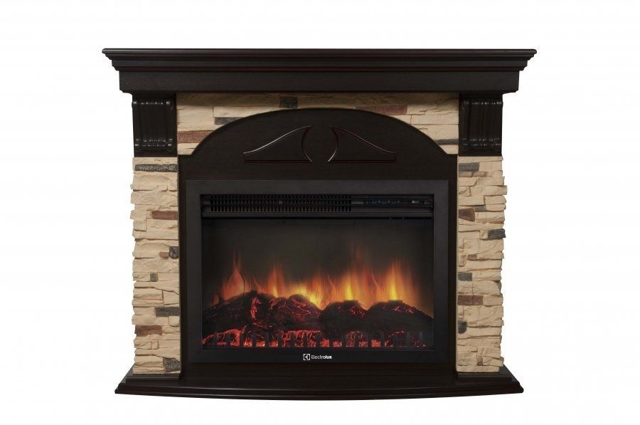 Электрокамин Electrolux EFP/P-3020LS с порталом Firelight Torre 30S камень сланец натуральный, темный дуб