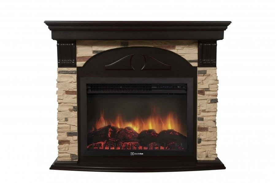 Электрокамин Electrolux EFP/P-3020LS с порталом Firelight Torre 30S камень сланец натуральный, темный дуб