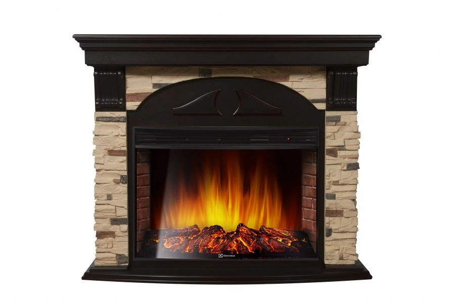 Электрокамин Electrolux EFP/P-3320RLS с порталом Firelight Torre 30S камень сланец натуральный, темный дуб