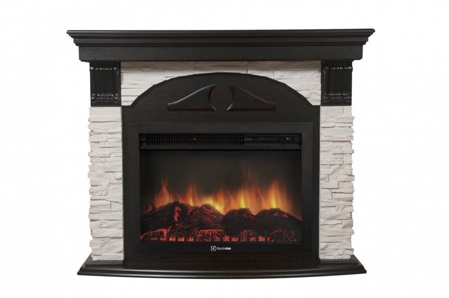Электрокамин Electrolux EFP/P-3020LS с порталом Firelight Torre 30S камень белый, венге