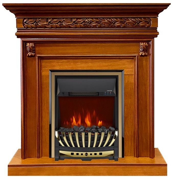 Электрокамин Royal Flame Valletta Орех с очагом Aspen Black/Gold фото#2