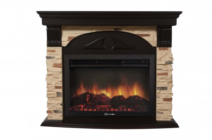 Электрокамин Electrolux EFP/P-3020LS с порталом Firelight Torre 30S камень сланец натуральный, венге