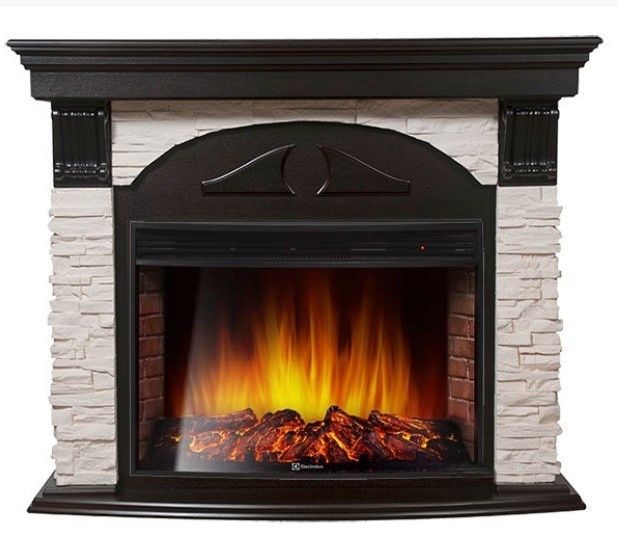 Электрокамин Electrolux EFP/P-3320RLS с порталом Firelight Torre 30S камень белый, венге