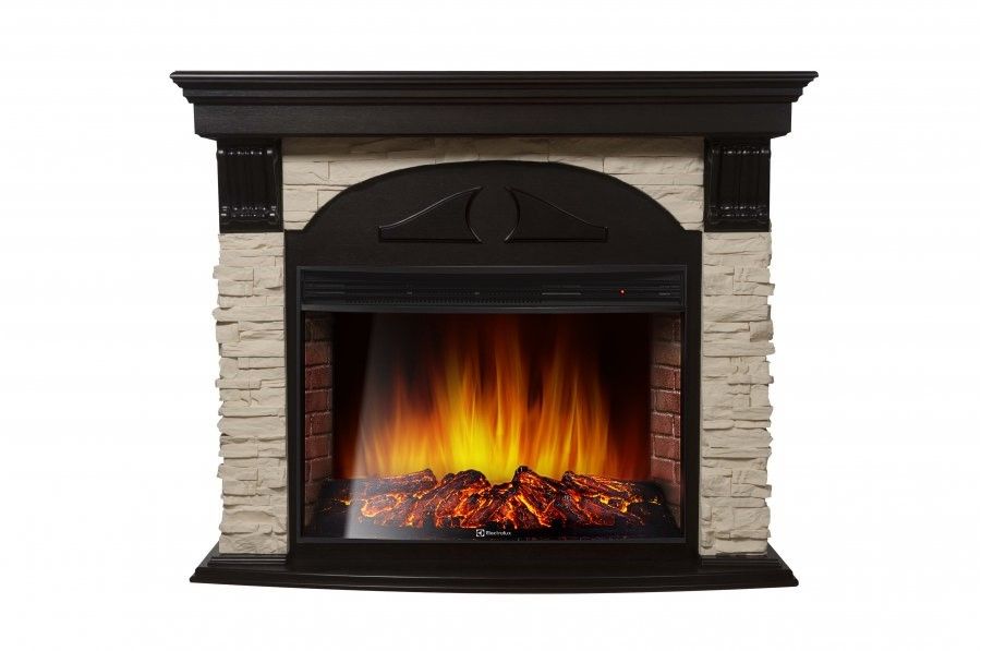 Электрокамин Electrolux EFP/P-3320RLS с порталом Firelight Torre 30S камень слоновая кость, венге