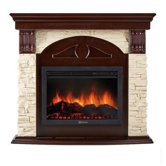 Электрокамин Electrolux EFP/P-3020LS с порталом Firelight Torre 30 U камень слоновая кость, темный дуб