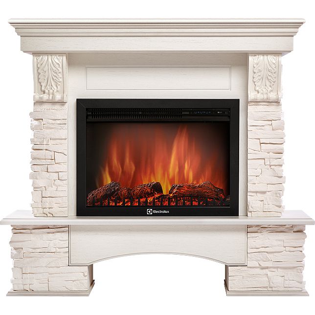 Электрокамин Electrolux EFP/P-2520LS с порталом Firelight Pietra 25S белый, белёный дуб