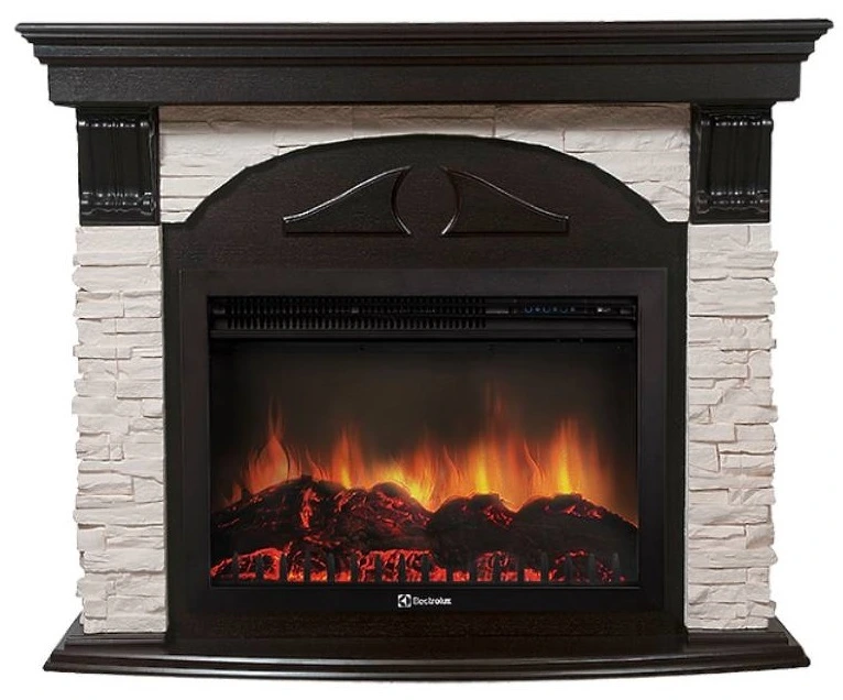 Электрокамин Electrolux EFP/P-2520LS с порталом Firelight Torre 25S камень белый, венге