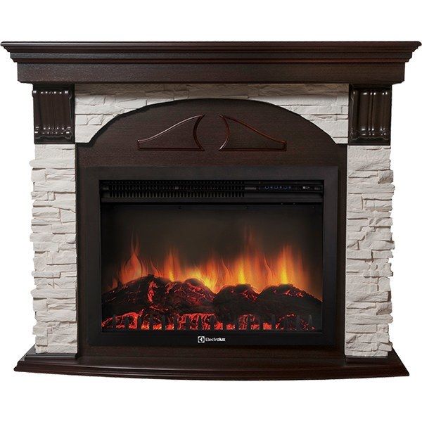 Электрокамин Electrolux EFP/P-2520LS с порталом Firelight Torre 25S камень белый, темный дуб