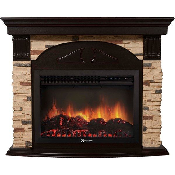 Электрокамин Electrolux EFP/P-2520LS с порталом Firelight Torre 25S камень сланец натуральный, темный дуб