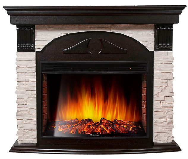 Электрокамин Electrolux EFP/P-2720RLS с порталом Firelight Torre 25S камень белый, венге
