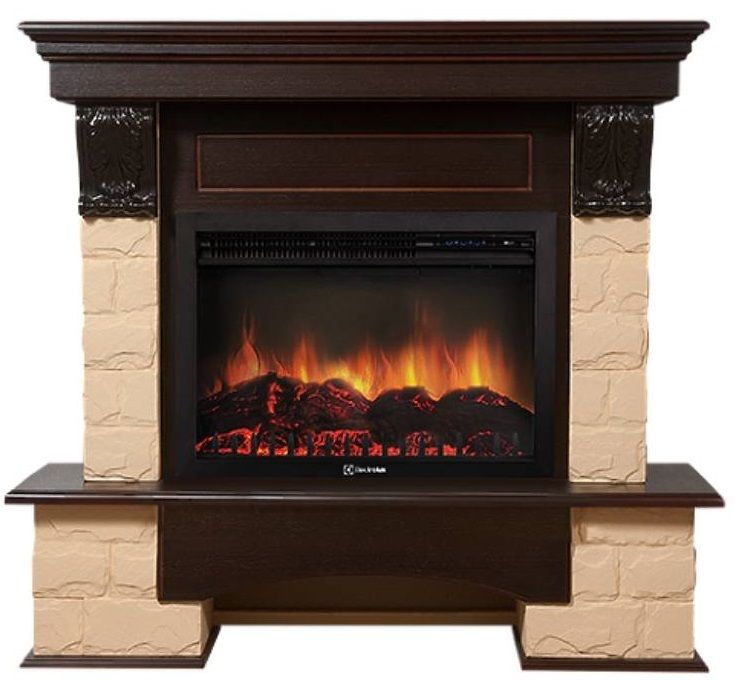Электрокамин Electrolux EFP/P-2720RLS с порталом Firelight Forte 25S камень бежевый, темный дуб