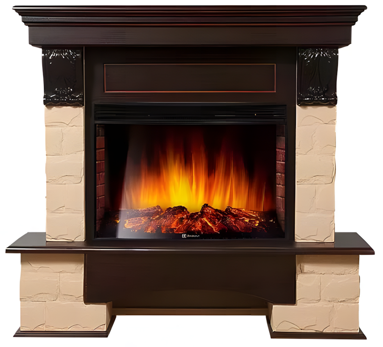 Электрокамин Electrolux EFP/P-2520LS с порталом Firelight Forte 25S камень бежевый, темный дуб