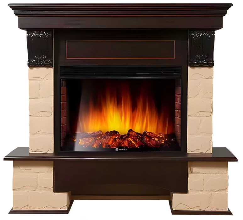 Электрокамин Electrolux EFP/P-2520LS с порталом Firelight Forte 25S камень бежевый, темный дуб