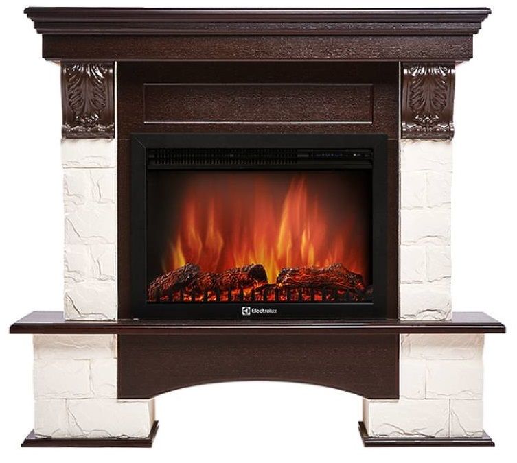 Электрокамин Electrolux EFP/P-2520LS с порталом Firelight Forte 25S камень белый, темный дуб