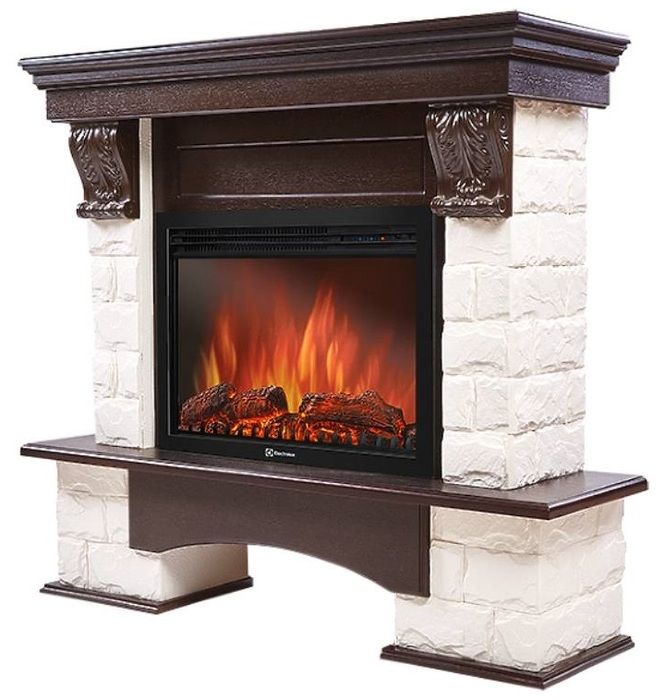 Электрокамин Electrolux EFP/P-2720RLS с порталом Firelight Forte 25S камень белый, темный дуб фото#3