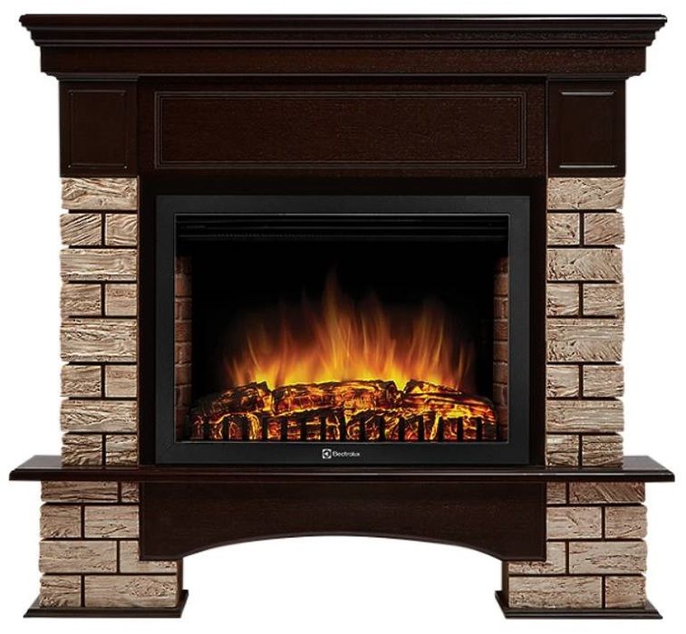 Электрокамин Electrolux EFP/P-2720RLS с порталом Firelight Forte Wood 25 камень коричневый, шпон темный дуб