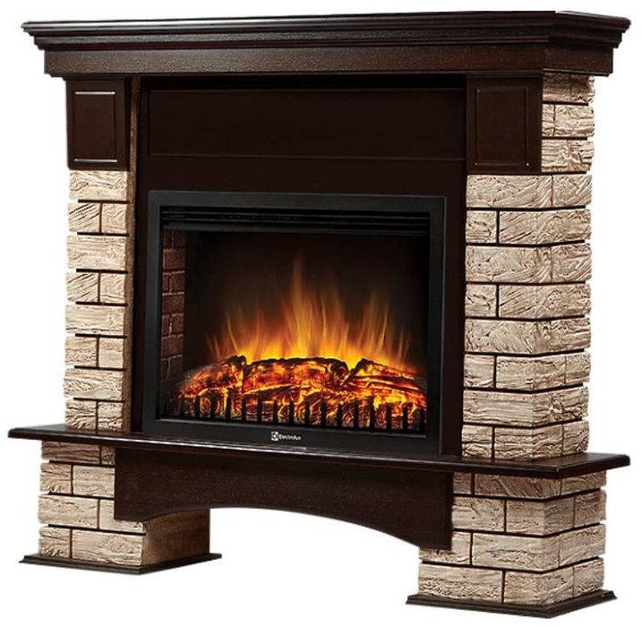 Электрокамин Electrolux EFP/P-2720RLS с порталом Firelight Forte Wood 25 камень коричневый, шпон темный дуб фото#3