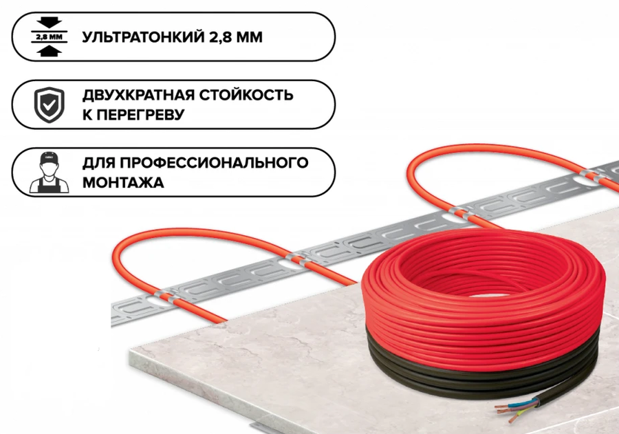 Нагревательный кабель Caleo Supercable 18W-80 фото#3