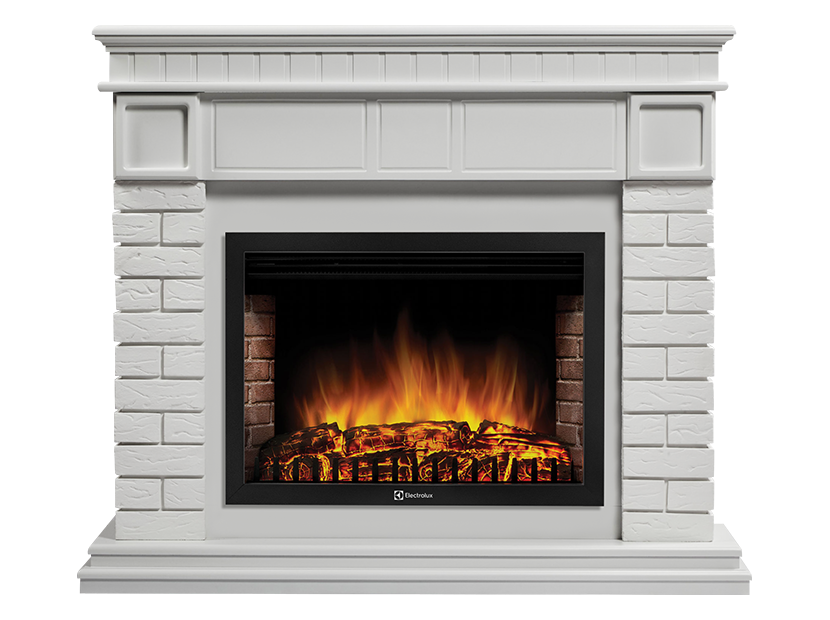 Электрокамин Electrolux EFP/P-3020LS с порталом Firelight Bricks 30 кирпич белый/белая эмаль