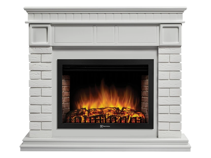 Электрокамин Electrolux EFP/P-3020LS с порталом Firelight Bricks 30 кирпич белый/белая эмаль