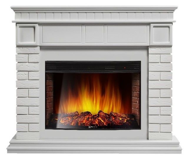 Электрокамин Electrolux EFP/P-3320RLS с порталом Firelight Bricks 30 кирпич белый/белая эмаль