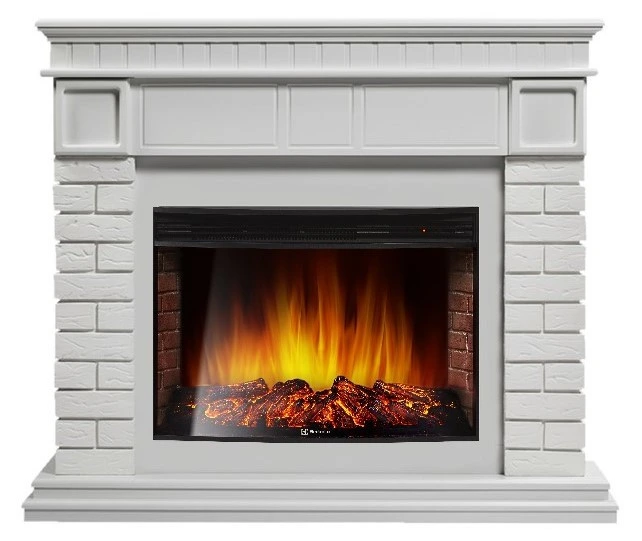 Электрокамин Electrolux EFP/P-3320RLS с порталом Firelight Bricks 30 кирпич белый/белая эмаль