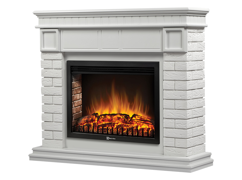 Электрокамин Electrolux EFP/P-3020LS с порталом Firelight Bricks 30 кирпич белый/белая эмаль фото#2