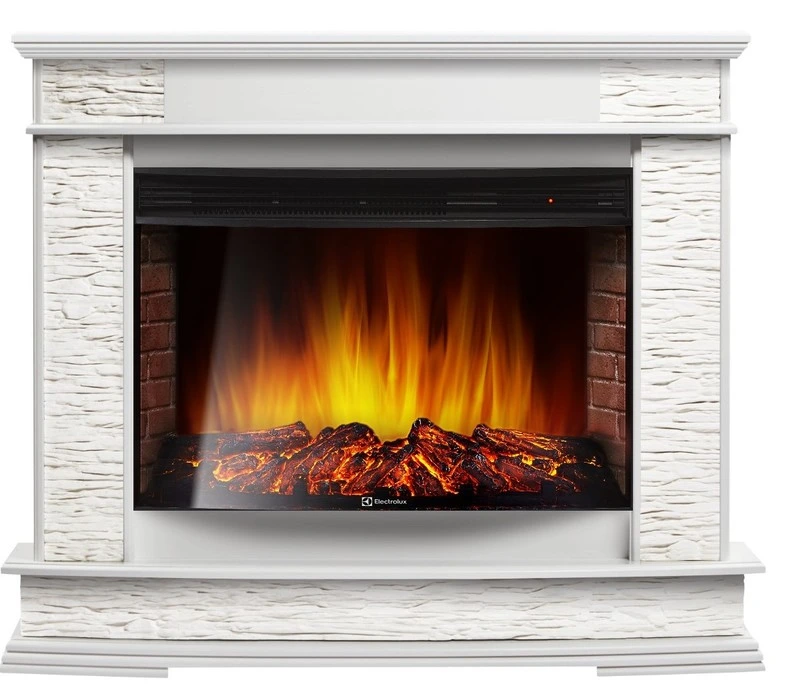 Электрокамин Electrolux EFP/P-3320RLS с порталом Firelight Scala 30 сланец скалистый белый, белый дуб