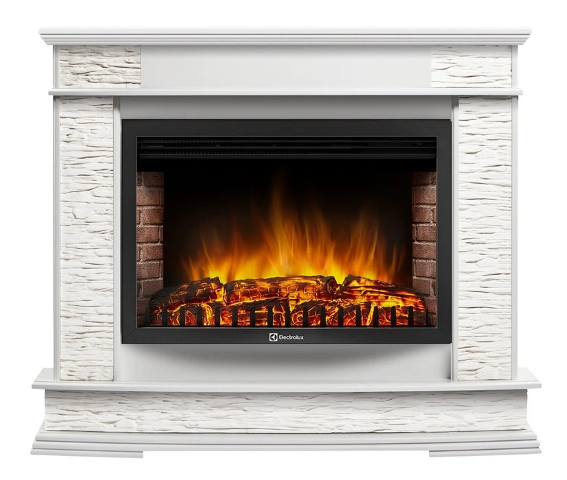 Электрокамин Electrolux EFP/P-3020LS с порталом Firelight Scala 30 сланец скалистый белый, белый дуб