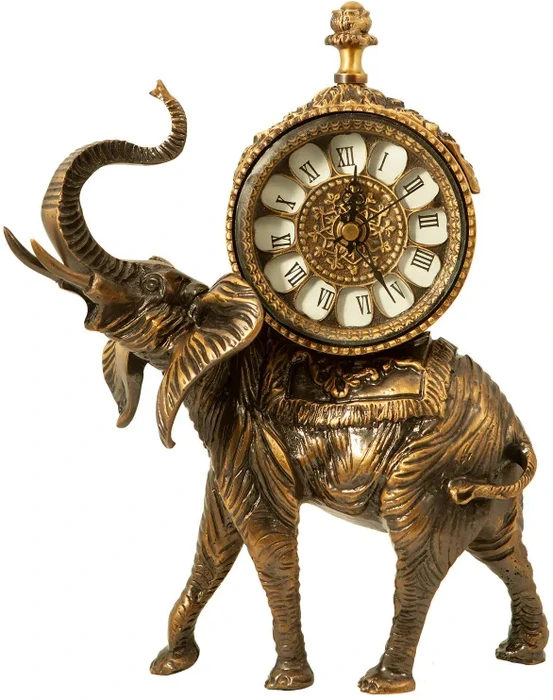 Часы без проекции Virtus TABLE CLOCK AFRICAN ELEPHANT ENG. ANTIQUE BRONZE