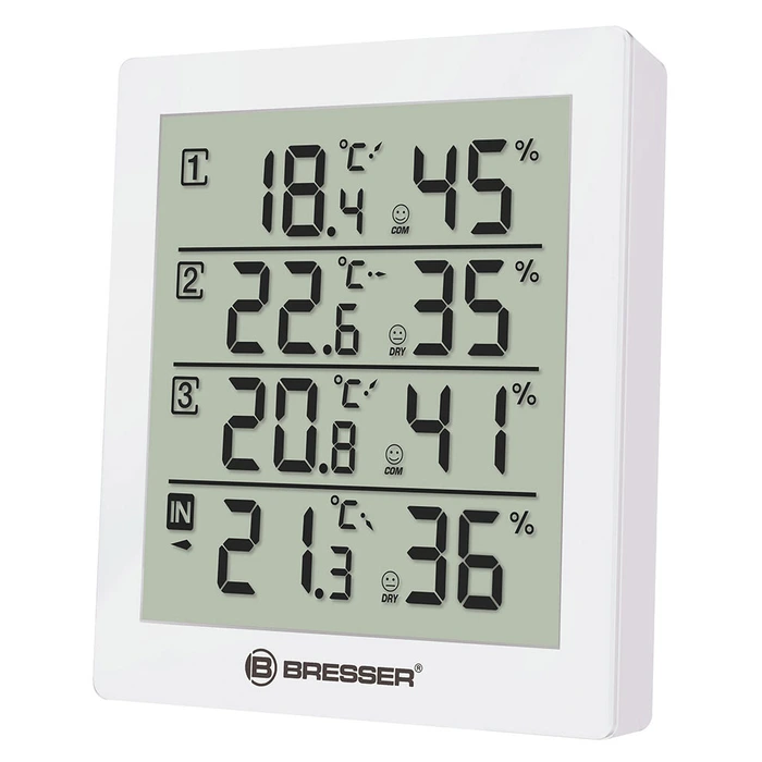 Цифровая метеостанция с радиодатчиком Bresser Temeo Hygro Quadro (белая) (73258)