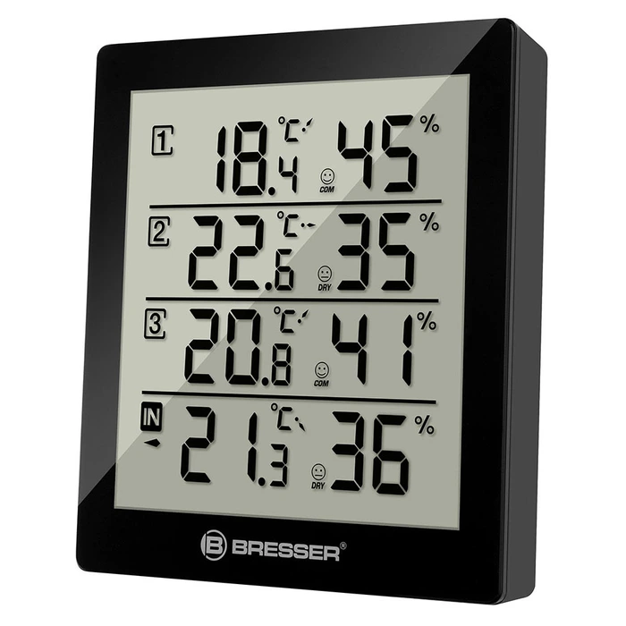 Цифровая метеостанция с радиодатчиком Bresser Temeo Hygro Quadro (черная) (73257)