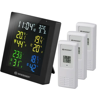 Цифровая метеостанция Bresser ClimaTemp Hygro Quadro с тремя датчиками, черная (77031)