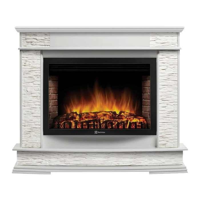Электрокамин Electrolux EFP/P-2520LS с порталом Firelight Scala 25 сланец скалистый белый шпон белый дуб