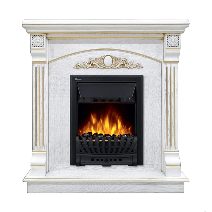 Электрокамин Electrolux EFP/P-1020LS с порталом Firelight Barocco Classic белый дуб с золотой патиной