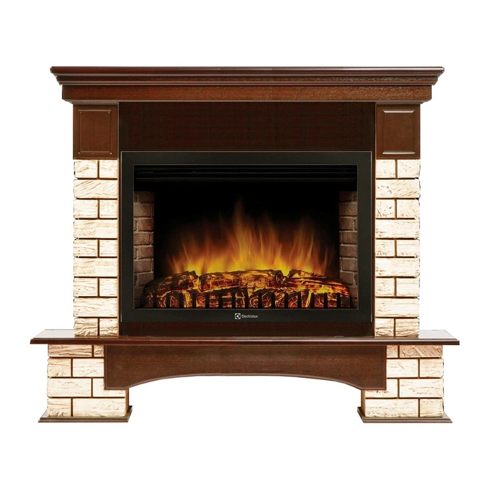Электрокамин Electrolux EFP/P-2720RLS с порталом Firelight Forte Wood 25 U (угловой) камень коричневый, шпон темный дуб