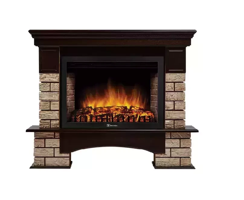 Электрокамин Electrolux EFP/P-3320RLS с порталом Firelight Forte Wood 30 камень коричневый, шпон темный дуб