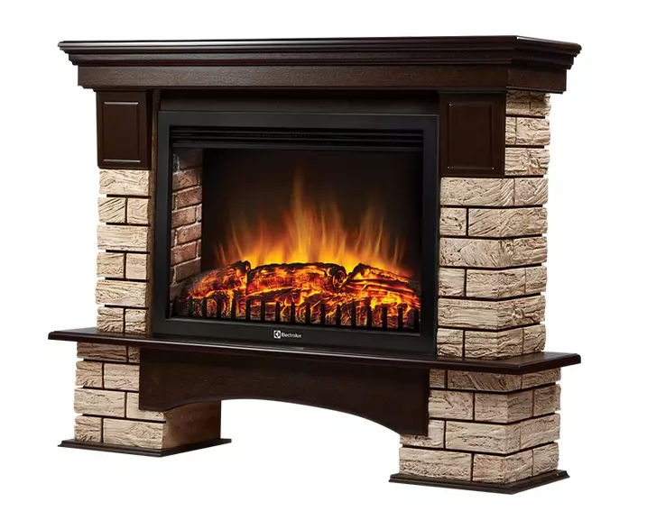Электрокамин Electrolux EFP/P-3020LS с порталом Firelight Forte Wood 30 камень коричневый, шпон темный дуб фото#2