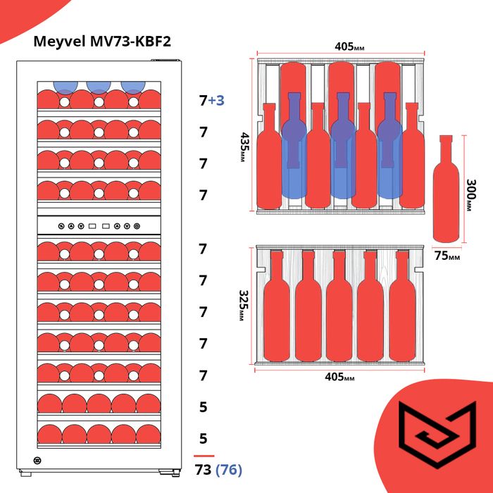 Отдельностоящий винный шкаф MEYVEL MV73-KBF2 фото#7