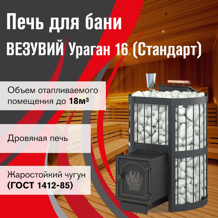 Дровяная печь Везувий Ураган Стандарт 16 (ДТ-4) фото#2