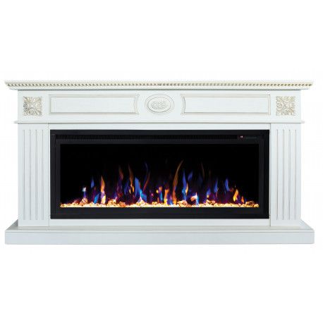 Линейный электрокамин Real-Flame Siena BV/42 WT-619G с очагом Saphir 42