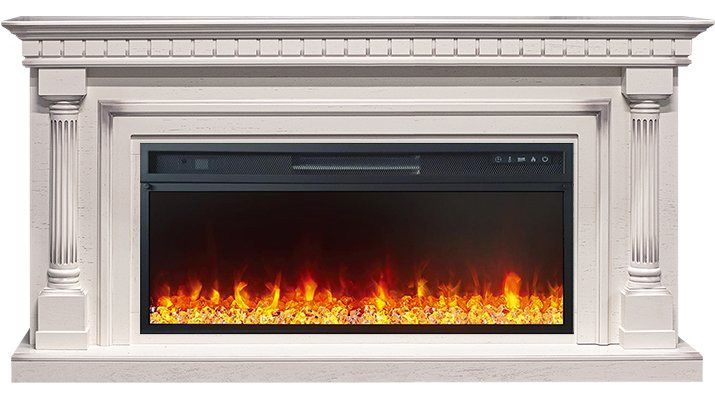 Линейный электрокамин Royal Flame Dallas (Слоновая кость с патиной) с очагом Vision 42 LED