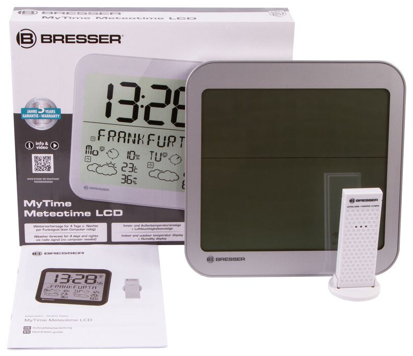 Проекционные часы Bresser MyTime Meteotime LCD, серебристые фото#3
