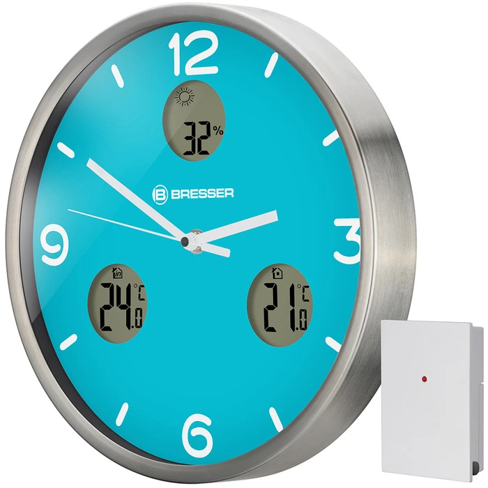 Часы без проекции Bresser MyTime io NX Thermo/Hygro, 30 см, голубые