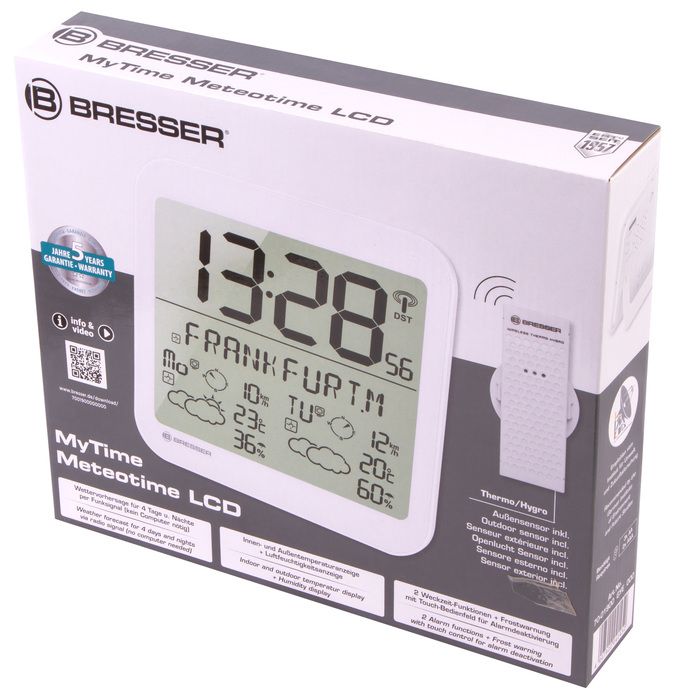 Проекционные часы Bresser MyTime Meteotime LCD, белые фото#10