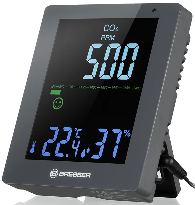 Барометр Bresser Air Quality Smile с датчиком CO2, серый