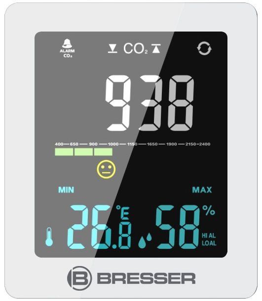 Барометр Bresser Air Quality Smile с датчиком CO2, белый фото#2