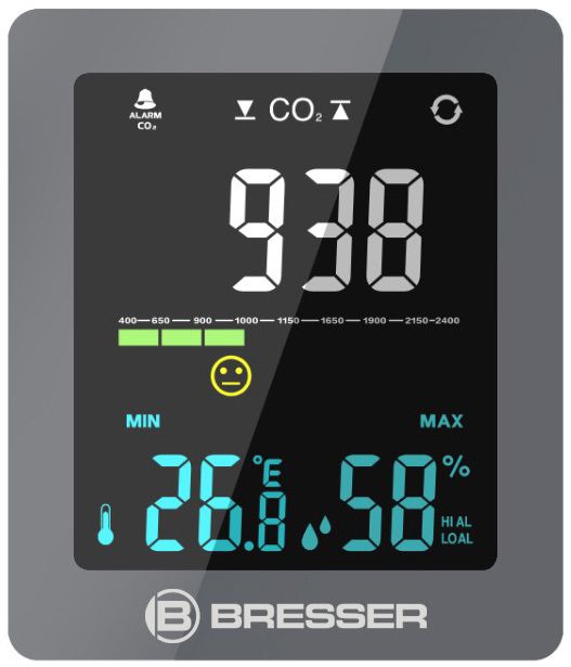 Барометр Bresser Air Quality Smile с датчиком CO2, серый фото#2