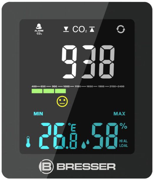 Барометр Bresser Air Quality Smile с датчиком CO2, черный фото#3